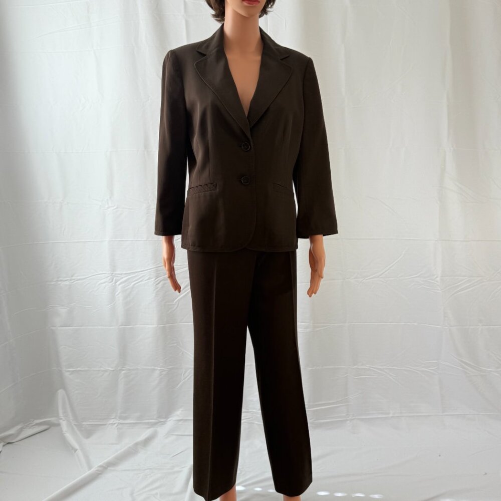 Ann Taylor Brown Sateen 2-piece Pant Suit